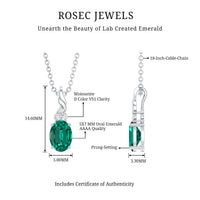 Sterling Silver 0.8 Carat Lab Grown Emerald Solitaire Necklace with Chain