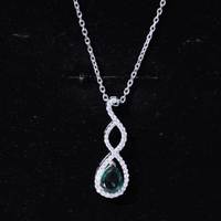 Womens Lab Grown Emerald Infinity Necklace with Silver Chain