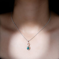 Womens Lab Grown Emerald Infinity Necklace with Silver Chain