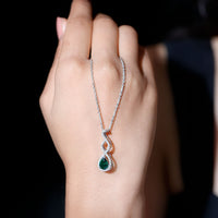 Womens Lab Grown Emerald Infinity Necklace with Silver Chain