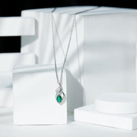 Nature Inspired 0.7 Carat Lab Grown Emerald Necklace with Silver Chain