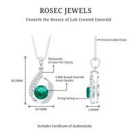 Certified 0.8 Carat Lab Grown Emerald Drop Necklace with Silver Chain