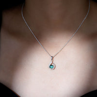 Certified 0.8 Carat Lab Grown Emerald Drop Necklace with Silver Chain