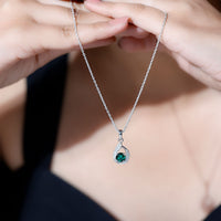 Certified 0.8 Carat Lab Grown Emerald Drop Necklace with Silver Chain