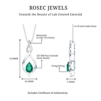 Lab Grown 0.7 Carat Emerald Infinity Drop Necklace with Silver Chain