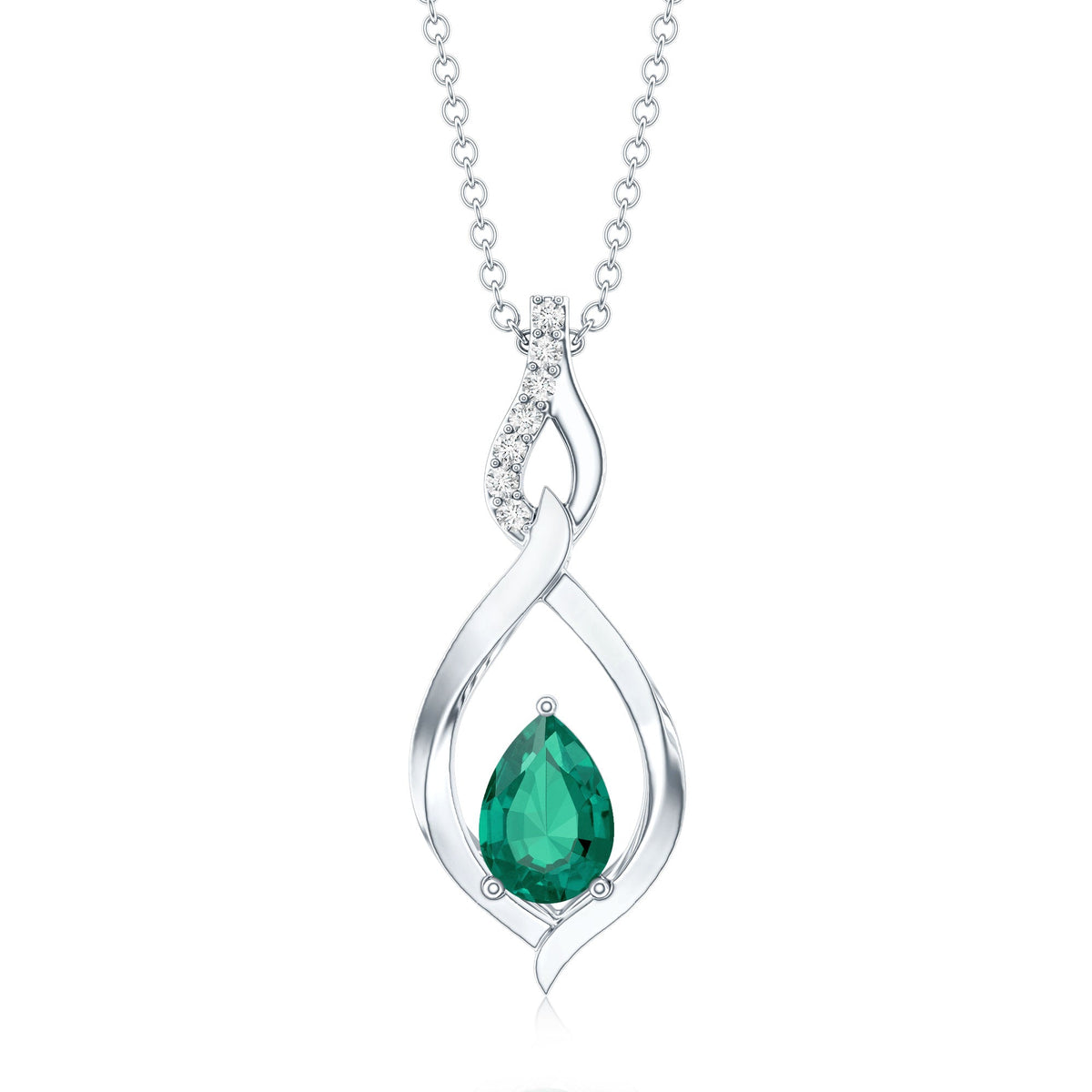 Lab Grown 0.7 Carat Emerald Infinity Drop Necklace with Silver Chain