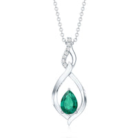 Lab Grown 0.7 Carat Emerald Infinity Drop Necklace with Silver Chain