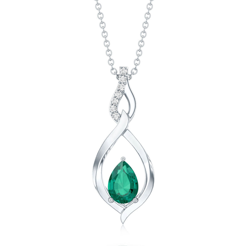 Lab Grown 0.7 Carat Emerald Infinity Drop Necklace with Silver Chain