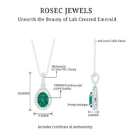AAAA Quality 1.26 Carat Lab Grown Emerald Drop Necklace with Moissanite