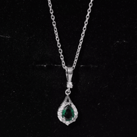 Certified 0.7 Carat Lab Grown Emerald Wedding Necklace with Chain