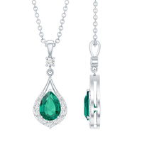 Certified 0.7 Carat Lab Grown Emerald Wedding Necklace with Chain