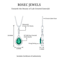Certified 0.7 Carat Lab Grown Emerald Wedding Necklace with Chain