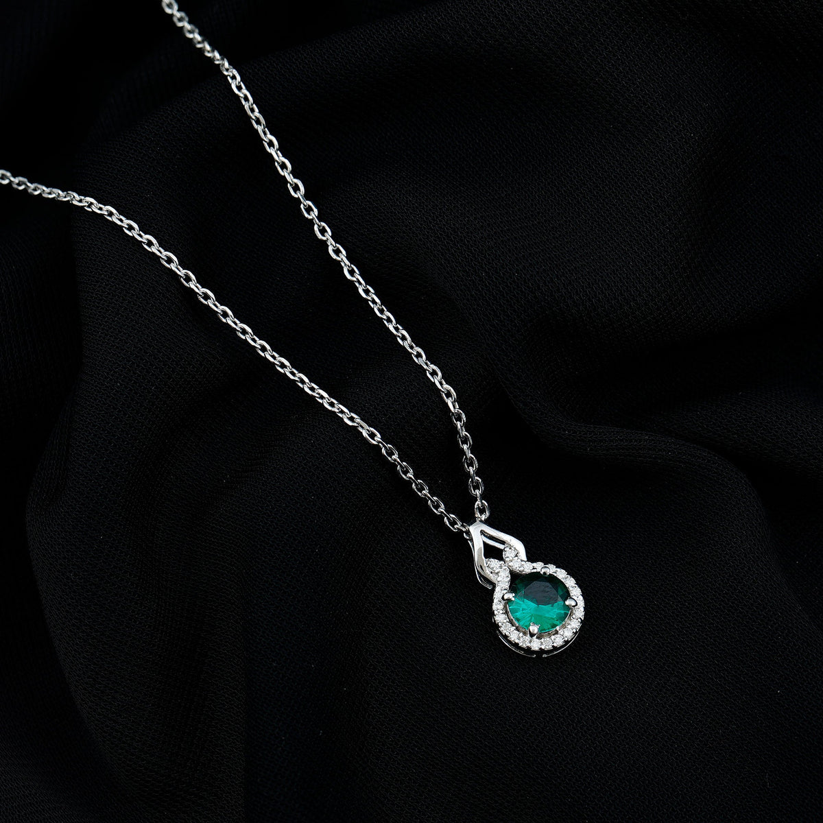 Certified 0.8 Carat Lab Grown Emerald Pendant Necklace with Moissanite Halo