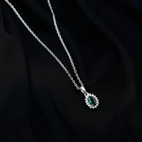 Certified 0.85 Carat Lab Grown Emerald Oval Necklace with Chain