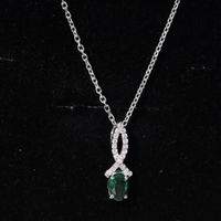 0.85 Carat Oval Lab Created Emerald Minimal Necklace with Chain
