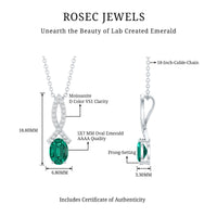 0.85 Carat Oval Lab Created Emerald Minimal Necklace with Chain