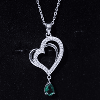 Sterling Silver 0.7 Carat Lab Grown Emerald Heart Locket with Chain