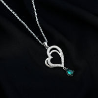 Sterling Silver 0.7 Carat Lab Grown Emerald Heart Locket with Chain