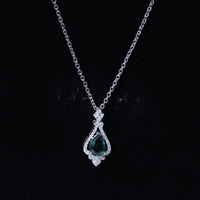 Vintage Inspired Lab Grown Emerald 0.75 Carat Bridal Necklace with Silver Chain