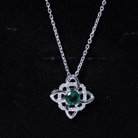 Lab Grown 0.8 Carat Emerald Floral Necklace in Silver