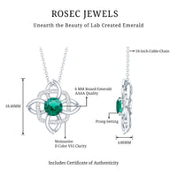 Lab Grown 0.8 Carat Emerald Floral Necklace in Silver