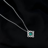 Lab Grown 0.8 Carat Emerald Floral Necklace in Silver