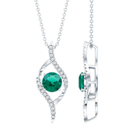 Certified 0.8 Carat Lab Grown Emerald Leaf Necklace with Silver Chain