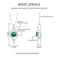 Certified 0.8 Carat Lab Grown Emerald Leaf Necklace with Silver Chain
