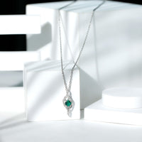 Certified 0.8 Carat Lab Grown Emerald Leaf Necklace with Silver Chain