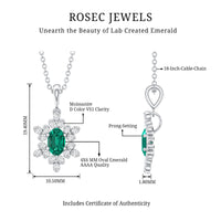 Lab Emerald Art Deco Necklace with Moissanite