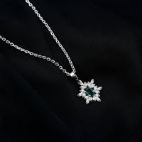 Lab Emerald Art Deco Necklace with Moissanite