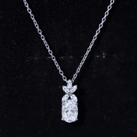 5X7 MM Oval Shaped Lab Grown Diamond Flower Pendant