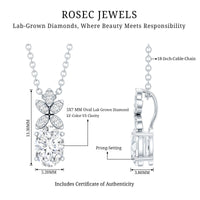 5X7 MM Oval Shaped Lab Grown Diamond Flower Pendant