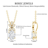 5X7 MM Oval Shaped Lab Grown Diamond Flower Pendant