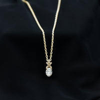 5X7 MM Oval Shaped Lab Grown Diamond Flower Pendant