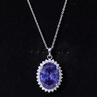Certified 14 Carat Lab Grown Blue Sapphire Bridal Necklace With Silver Chain
