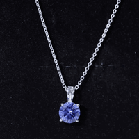 Certified 2.7 Carat Lab Blue Sapphire Solitaire Necklace With Silver Chain