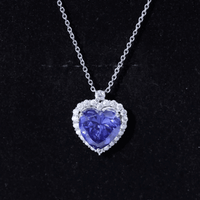 Lab Grown Blue Sapphire Heart of the Ocean Necklace