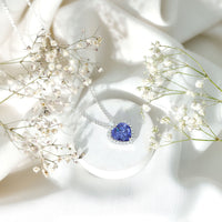 5.6 Carat Lab Grown Blue Sapphire Heart of The Ocean Necklace With Chain