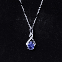 Lab Grown 1.5 Carat Blue Sapphire Infinity Pendant Necklace with Silver Chain