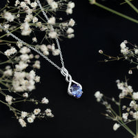 Lab Grown 1.5 Carat Blue Sapphire Infinity Pendant Necklace with Silver Chain