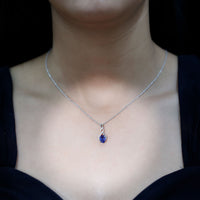 Lab Grown 1.5 Carat Blue Sapphire Infinity Pendant Necklace with Silver Chain