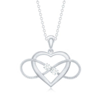Natural diamond infinity heart pendant necklace for women by Rosec Jewels, featuring elegant design and sparkling diamonds.