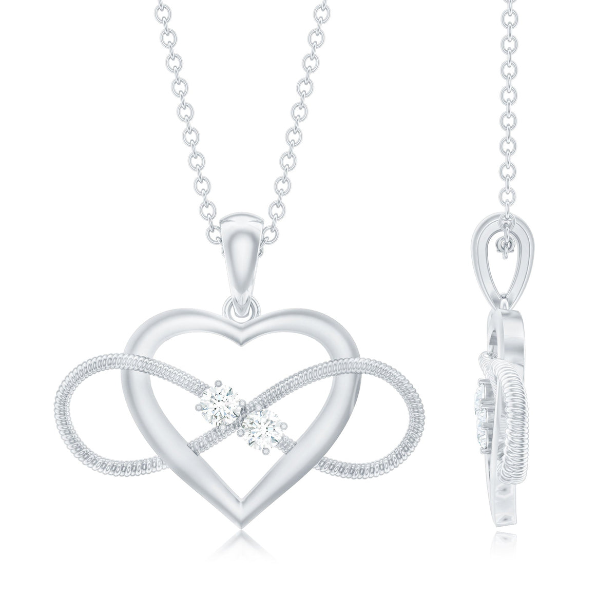 Natural diamond infinity heart pendant necklace for women by Rosec Jewels, featuring sparkling diamonds and elegant design.