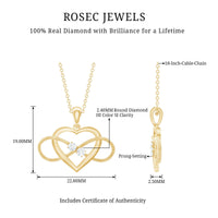 Natural diamond infinity heart pendant necklace for women by Rosec Jewels, featuring sparkling diamonds and elegant design.