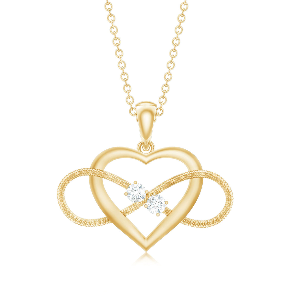 Natural diamond infinity heart pendant necklace for women by Rosec Jewels, featuring sparkling diamonds and elegant design.