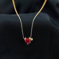 Lab Grown Ruby Devil Heart Necklace with Diamond
