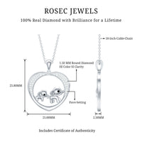 Diamond Elephant Mother Child Necklace