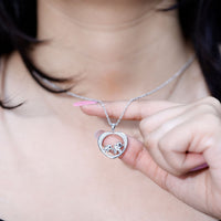 Diamond Elephant Mother Child Necklace