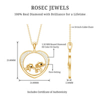 Diamond Elephant Mother Child Necklace